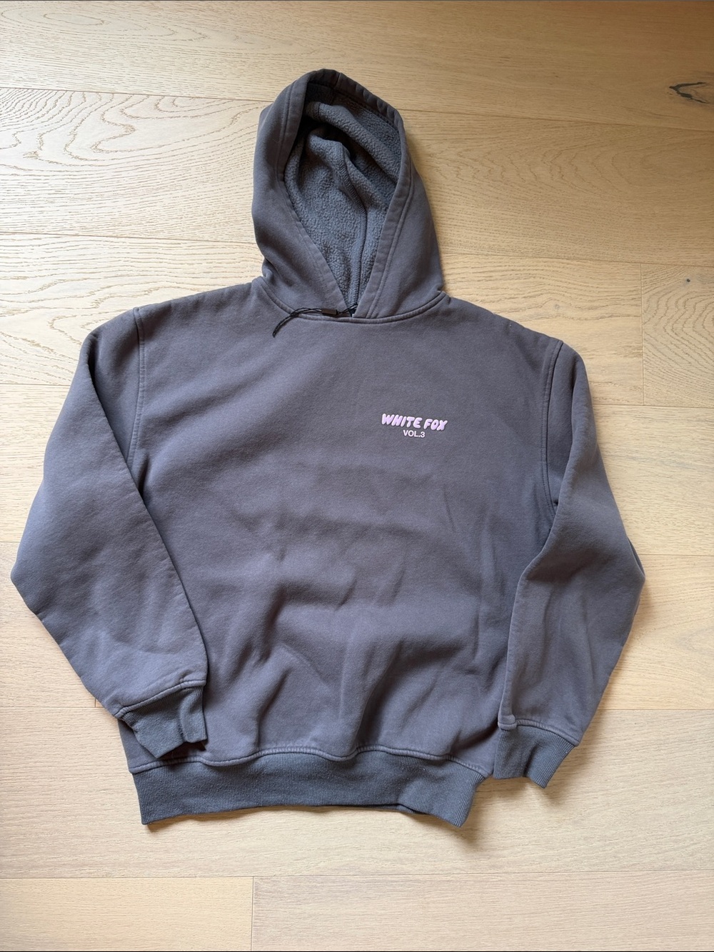 White Fox Vol.3 Girls Charcoal Hooded Sweatshirt in Dark Gray